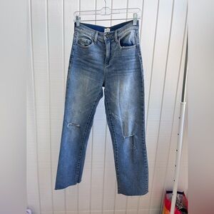Sneak peek distressed cropped straight jeans